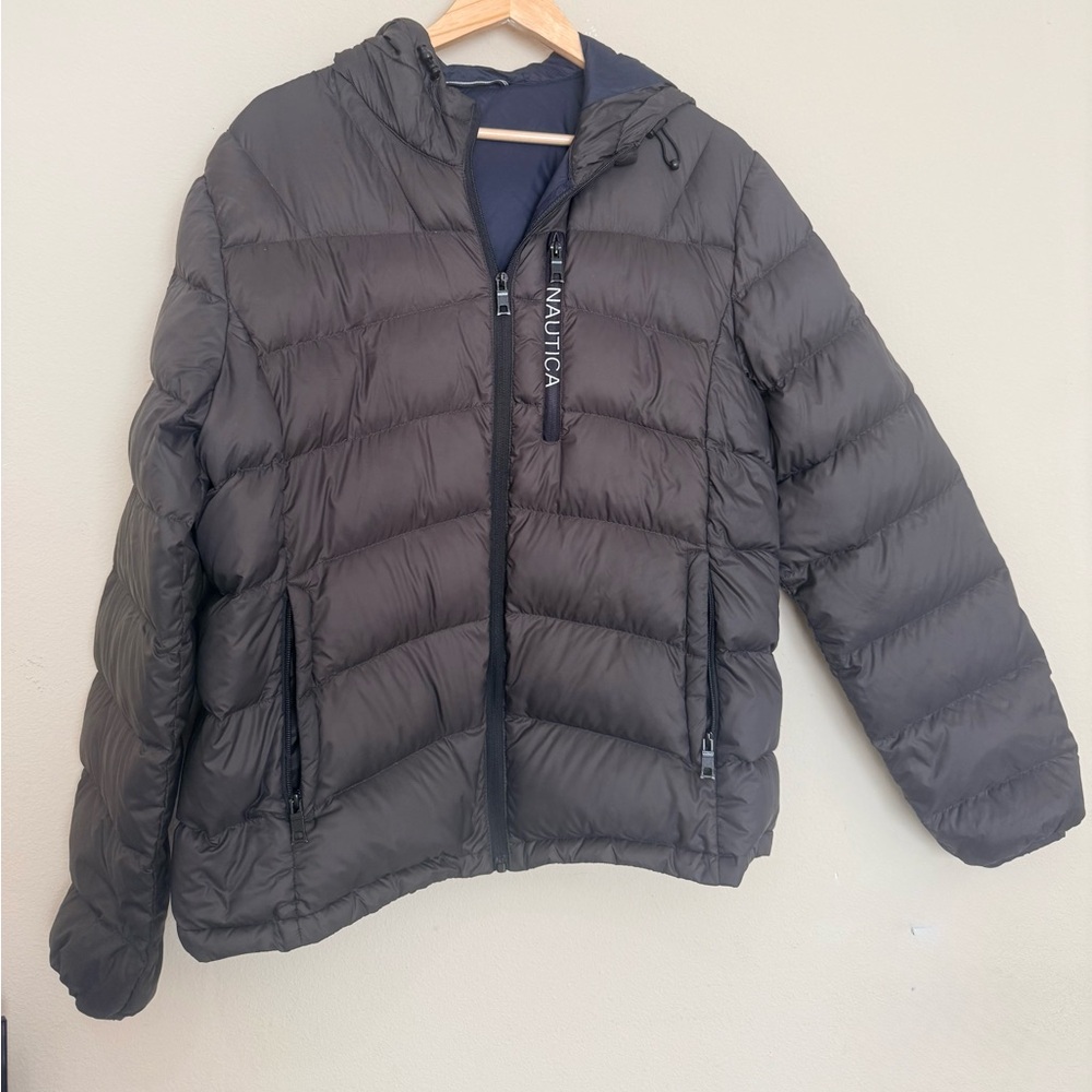 Nautica Black Hooded Jacket Size Large